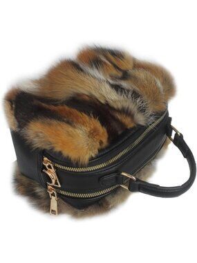 Elegant Nordic Fox Fur Handbag | Small Leather Purse with Detachable Strap